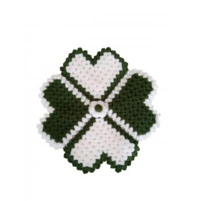 El Örgüsü Yeşil & Beyaz Kalp Desenli Banyo Lifi