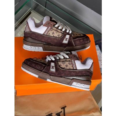 Lv Trainer Monogram Desenli Kahverengi Uniseks Spor Ayakkabı / Sneaker